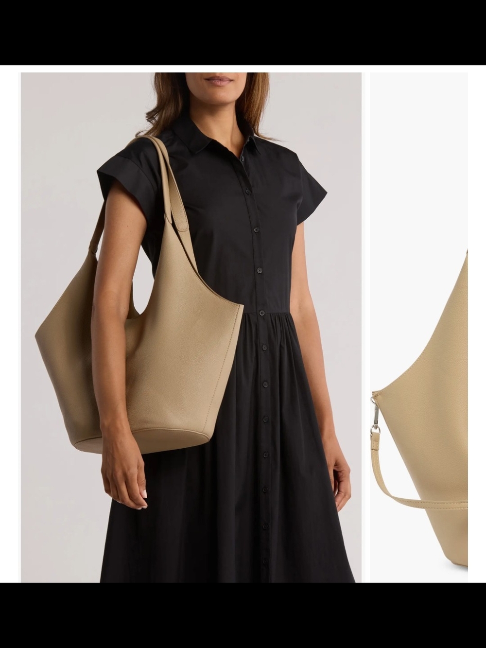 BCBG Beige Leather Shoulder Tote Bag